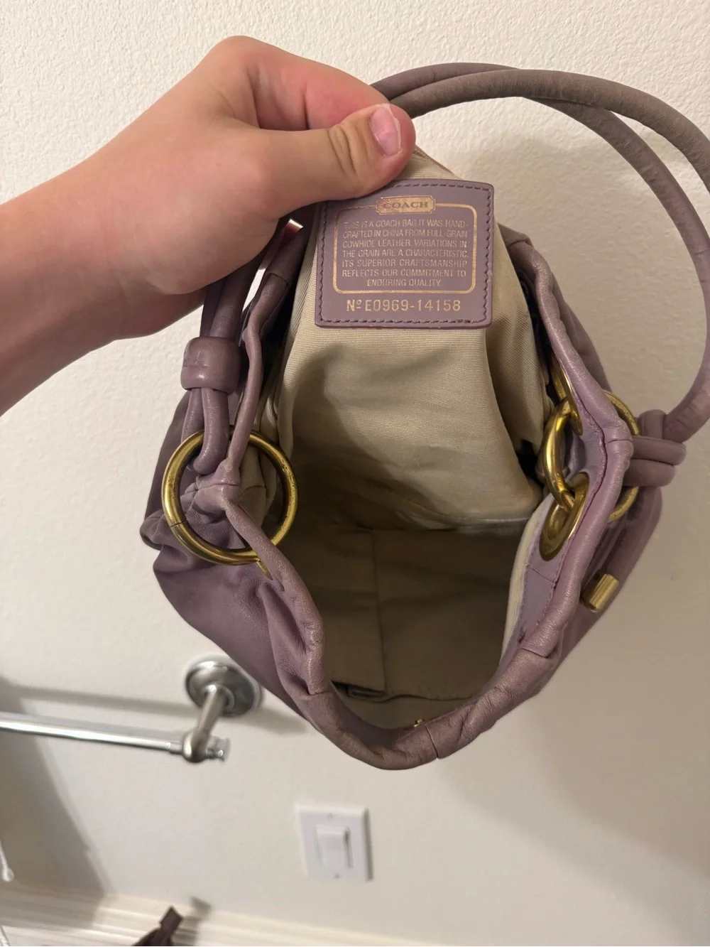 Rare Coach light purple leather shoulder bag, hobo/y2k USED!